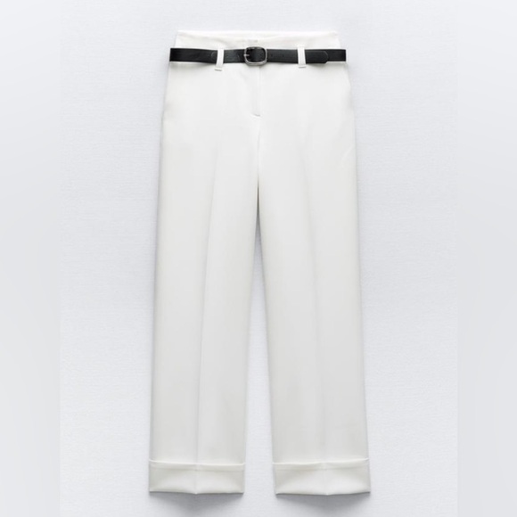 ❤️ High waisted, wide cut belted pants with cuffs! - Picture 1 of 3